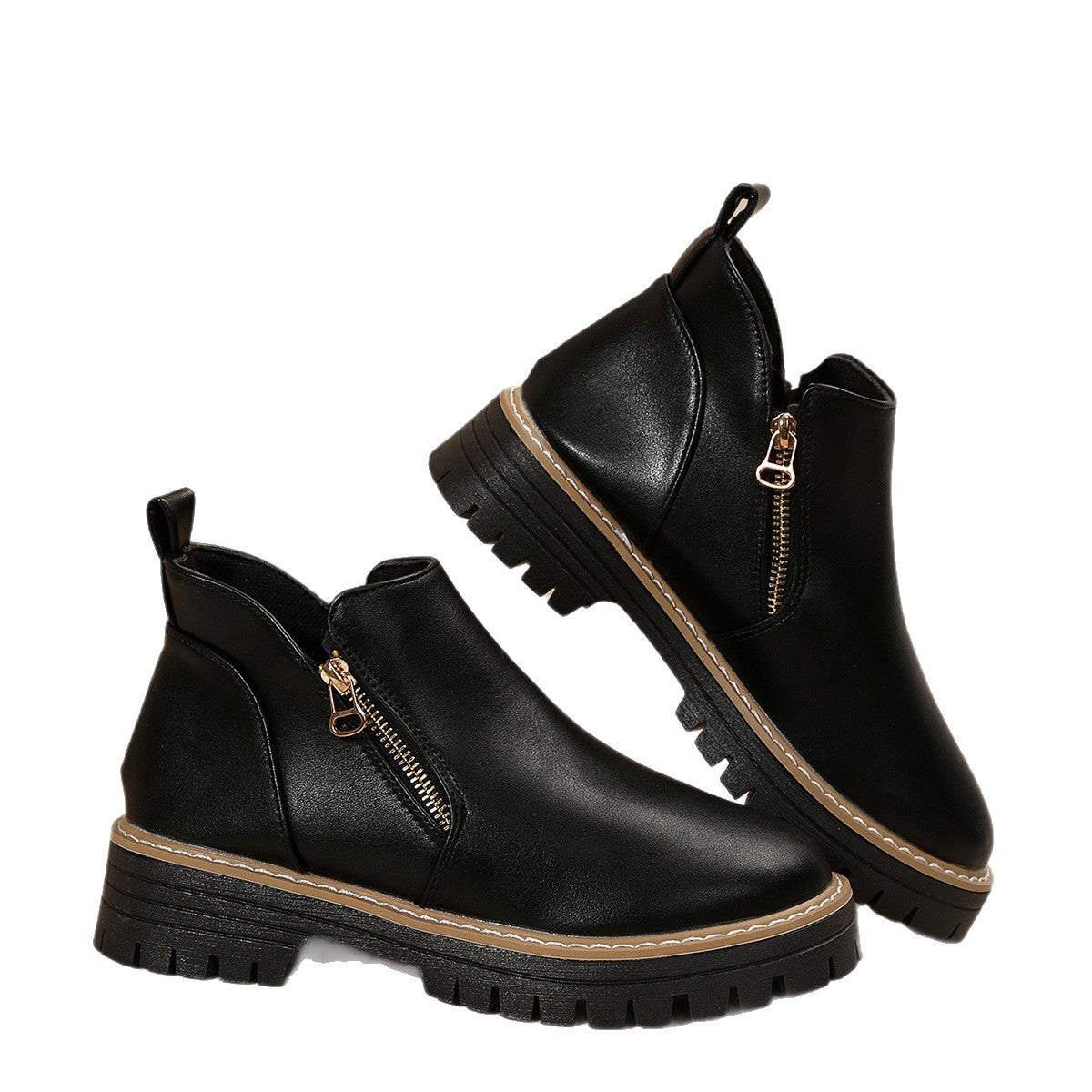 Autumn And Winter Round Toe High Heel Boots Women's Shoes Product information: Pattern: solid color Lining material: imitation leather Color: Black Heel height: mid heel (3-5CM) Sock length: low tube Heel shape: square heel Size: 36,37,38,39,40,41,42,43 S