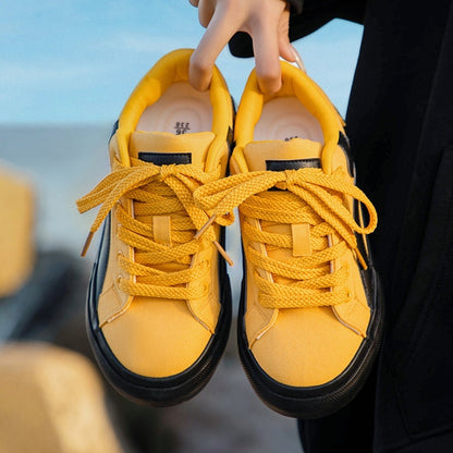 Minority All-match Board Shoes Female Four Seasons Students Product information: Pattern: color matching Lining material: Leather Color: blue, white black, black and white, yellow Black Upper height: low top Size: 35, 36, 37, 38, 39, 40 Sole craft: vulcan