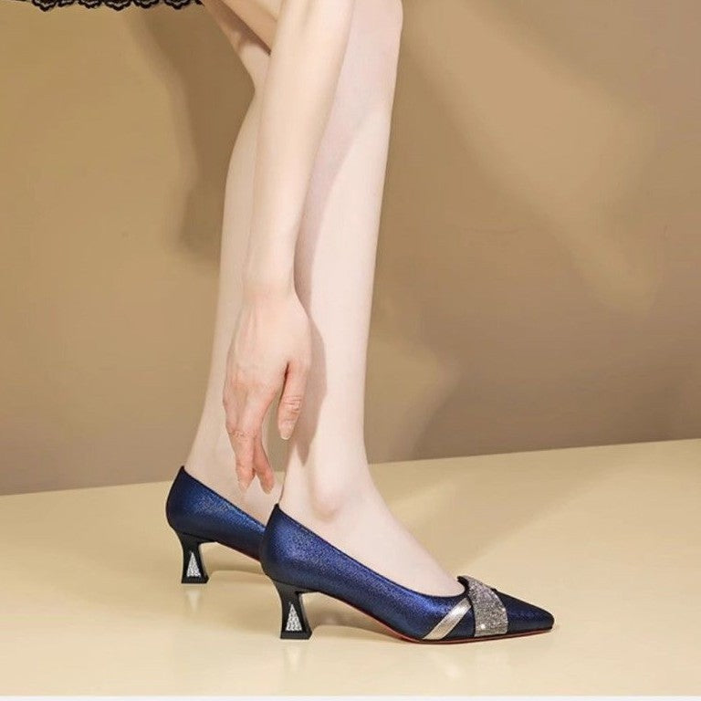 Pointed-toe Versatile Chunky-heel Womens Dress Shoes