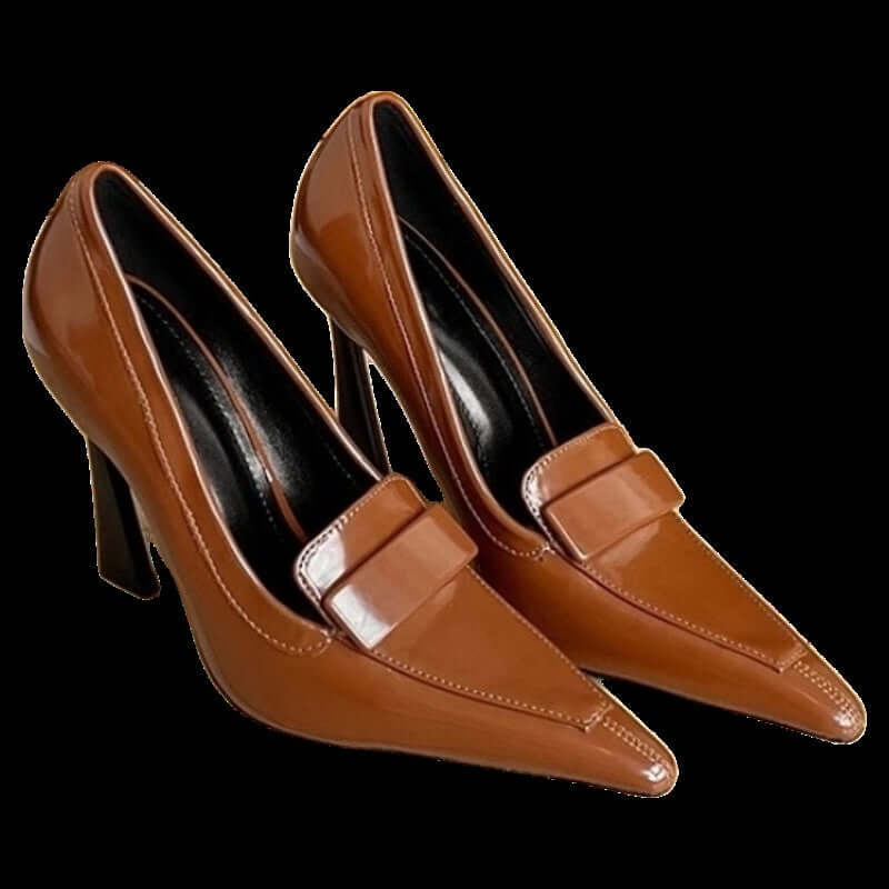Retro Pointed Elegant Women's Commuting Stiletto Patent Leather High Heels Product information: Pattern: solid color Lining material: imitation leather Color: Black, Brown Upper height: low top Heel height: high heels [6-8cm (inclusive)] Heel shape: taper