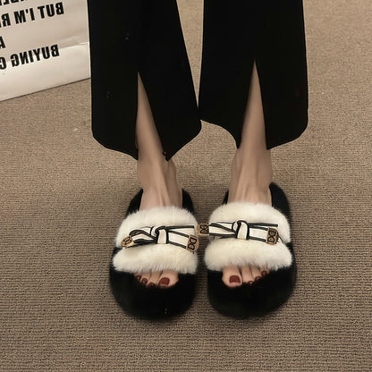 Versatile Furry Cotton Slippers For Womenperfect For Fall And Winter Wear