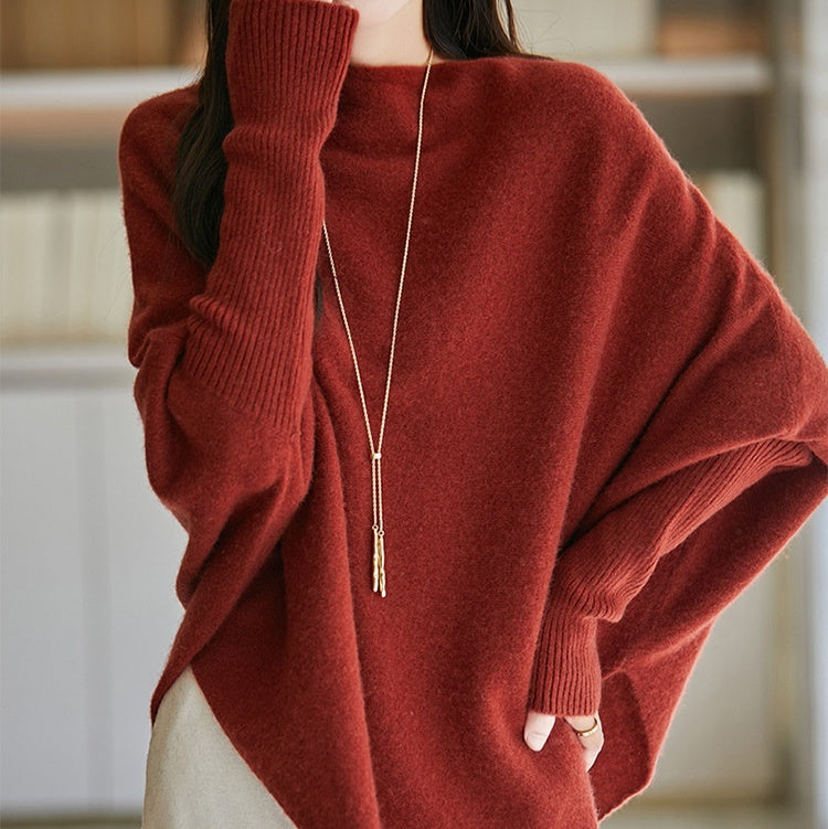 Lazy Sweater Loose Design Women's Off-neck Knitted Retro Pullover