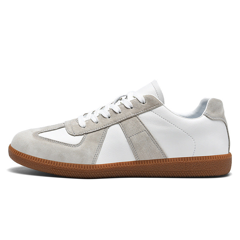 Top Layer Pigskin Leather Sneaker Japanese Canvas Retro Sports Couple Casual Shoes Product information: Pattern: color matching Lining material: Mesh Applicable sports: Universal Color: beige green, white gray, black and white, white powder, khaki Black U