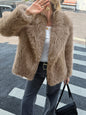 Solid Color Fluff Long Sleeve Coat Women's Clothing