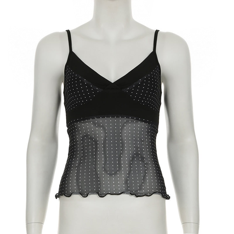 New Dot Sexy Backless Gauzy Strap Hot Girl See-through Women