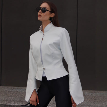 Long Sleeve Solid Color Slim Fit Short Women