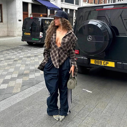 Women's Plaid Low Collar Shirt