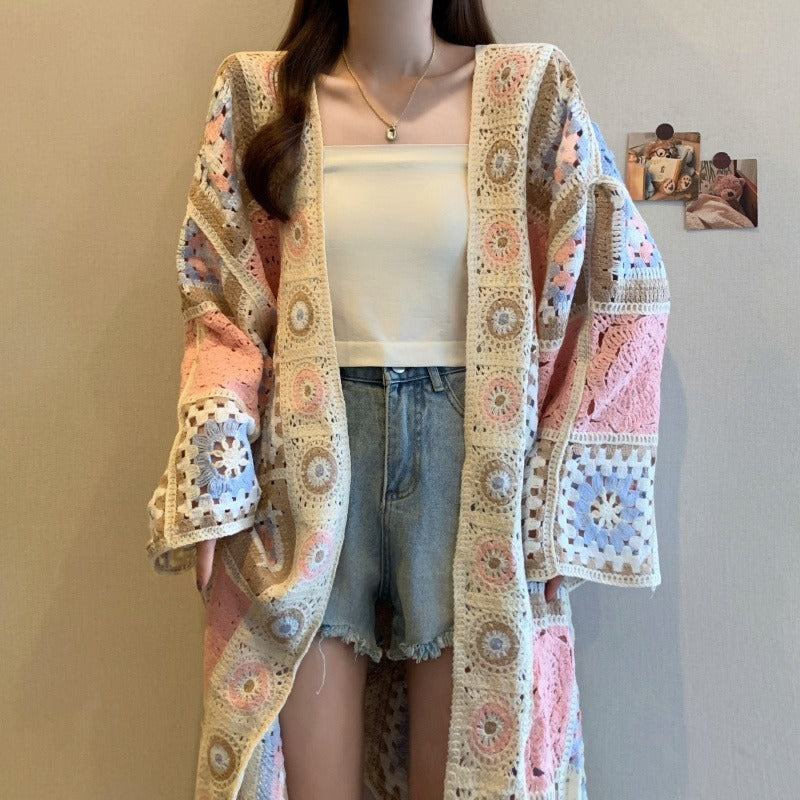 Loose Bohemian Crocheted Hollow Out Sweater Coat