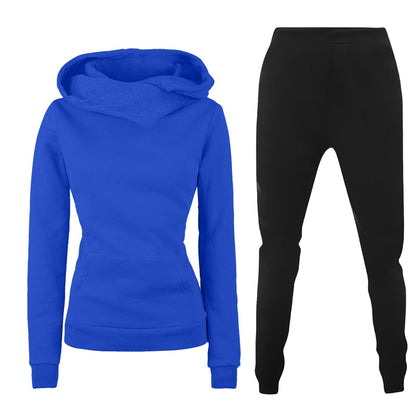 Ladies Hooded Sweater Casual Suit Two-piece Set