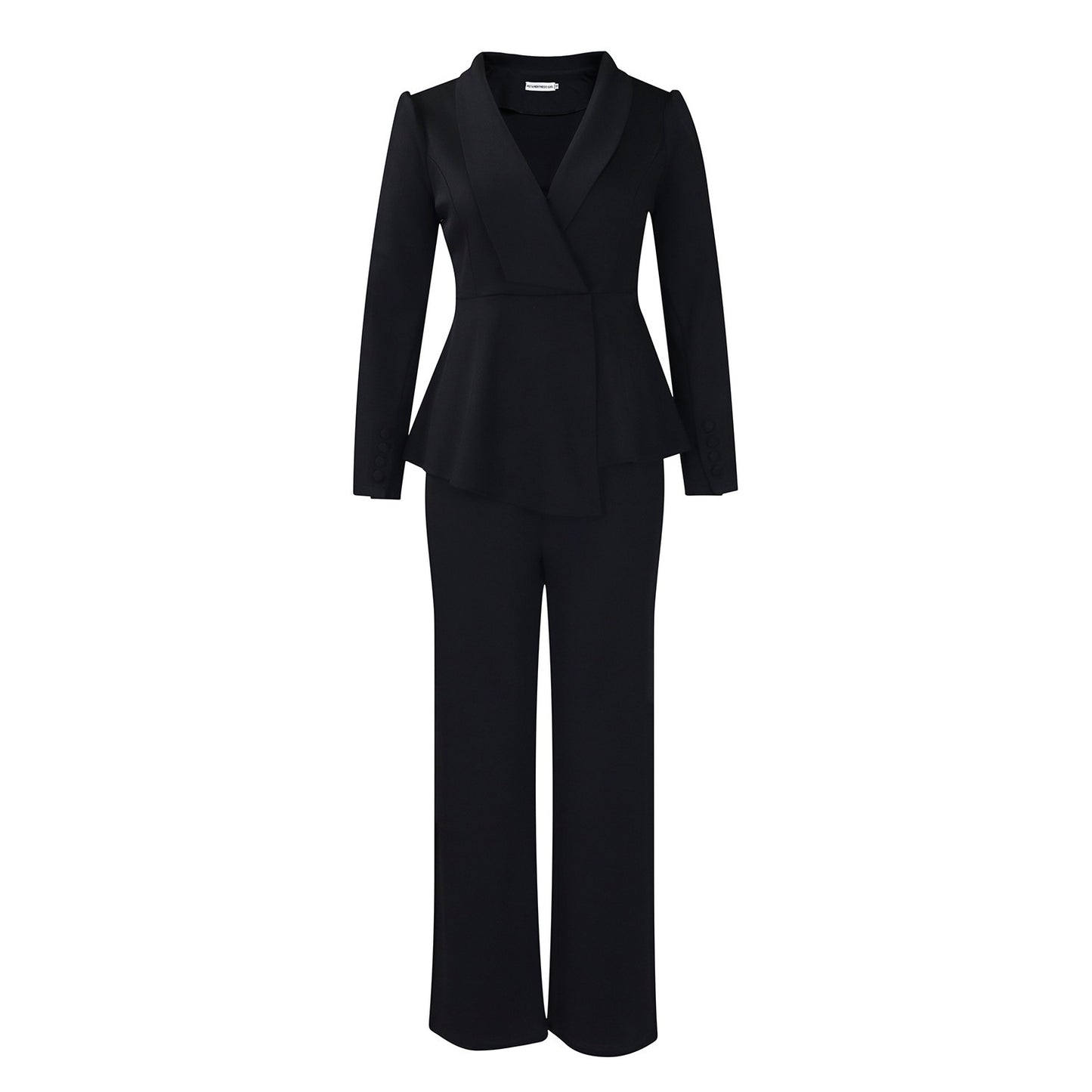 Ruffled Long-sleeved Top Wide-leg Pants Suit