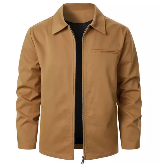 Men's Jacket Solid Color With Zipper Windproof Fashion Men's