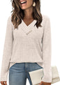 Women's Sweater Long Sleeve Shirt V-neck Top
