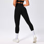 Seamless High-waisted Nine-inch Pants Pleated And Hip-lifting Fitness Pants