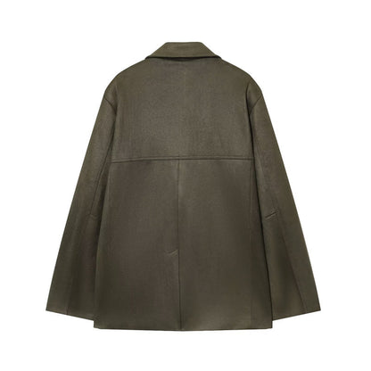 Women's Solid Color Suede Effect Suit Jacket Shorts