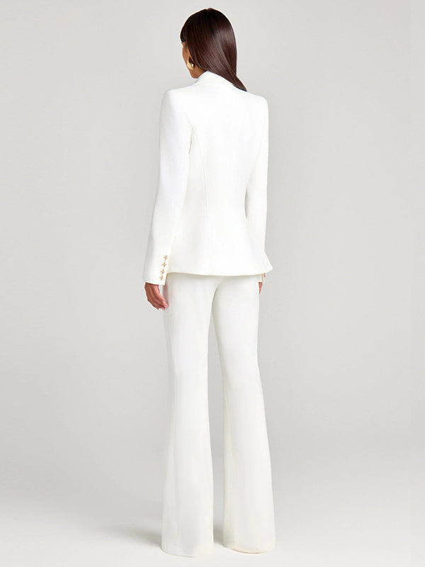 White Single Breasted Blazer And Trousers 2-Piece Suit
