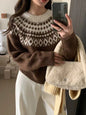 New Round Neck Loose Slimming Christmas Style Knitwear Top