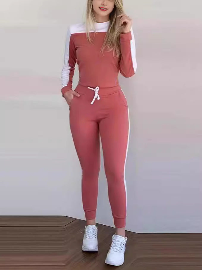 Color Matching Long Sleeve Tight Casual Suit