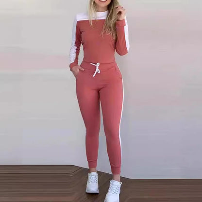 Color Matching Long Sleeve Tight Casual Suit
