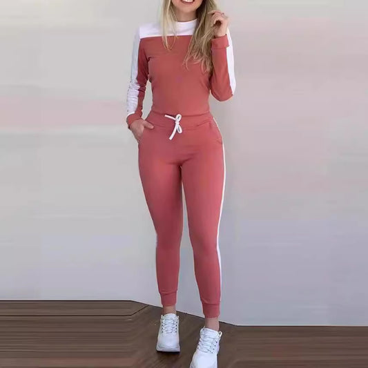 Color Matching Long Sleeve Tight Casual Suit