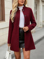 Fashionable Elegant Small Stand Collar Button A- Swing Long Sleeve Slim Jacket