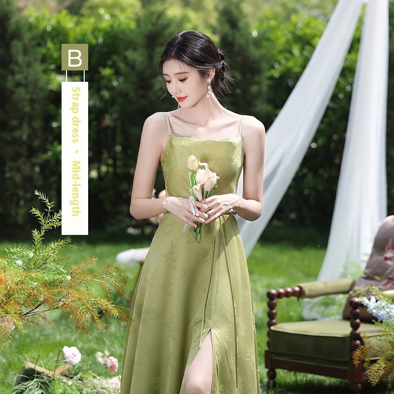 Green National Style Element Bridesmaid Dress