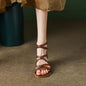 Brown Strappy Heels Vintage Stiletto-Strap Roman Sandals For Women