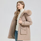 Women's Winter Fur-Lined Hooded Parka Coat Mid Length Down