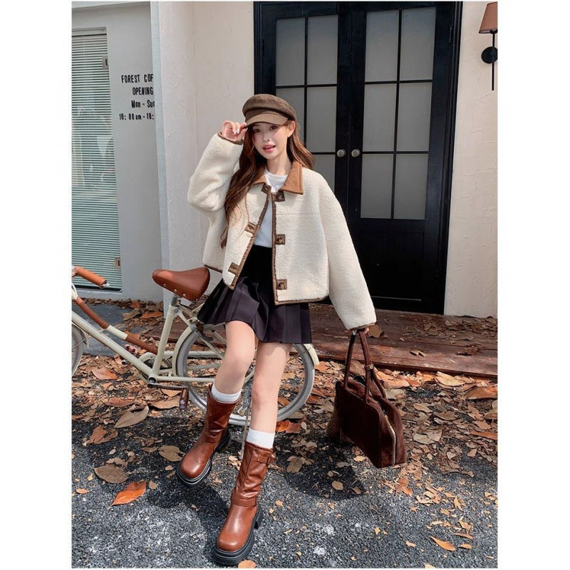 One-piece Fur Coat With Double-sided Lamb