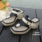 Chunky-heel Metal-buckle Slippers Beach Sandals