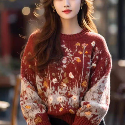 Soft Glutinous Idle Style Loose Red Younger Knitwear