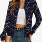 Stylish Long Sleeve Allover Print Zip Up Jacket Elegant