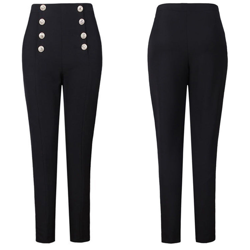 Skinny Pants Cropped Waist Slimming Black And White High Waist Slimming