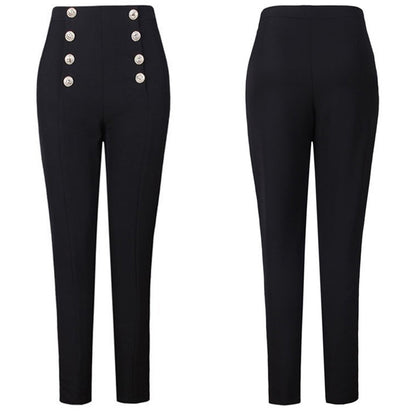 Skinny Pants Cropped Waist Slimming Black And White High Waist Slimming