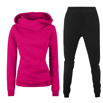 Ladies Hooded Sweater Casual Suit Two-piece Set