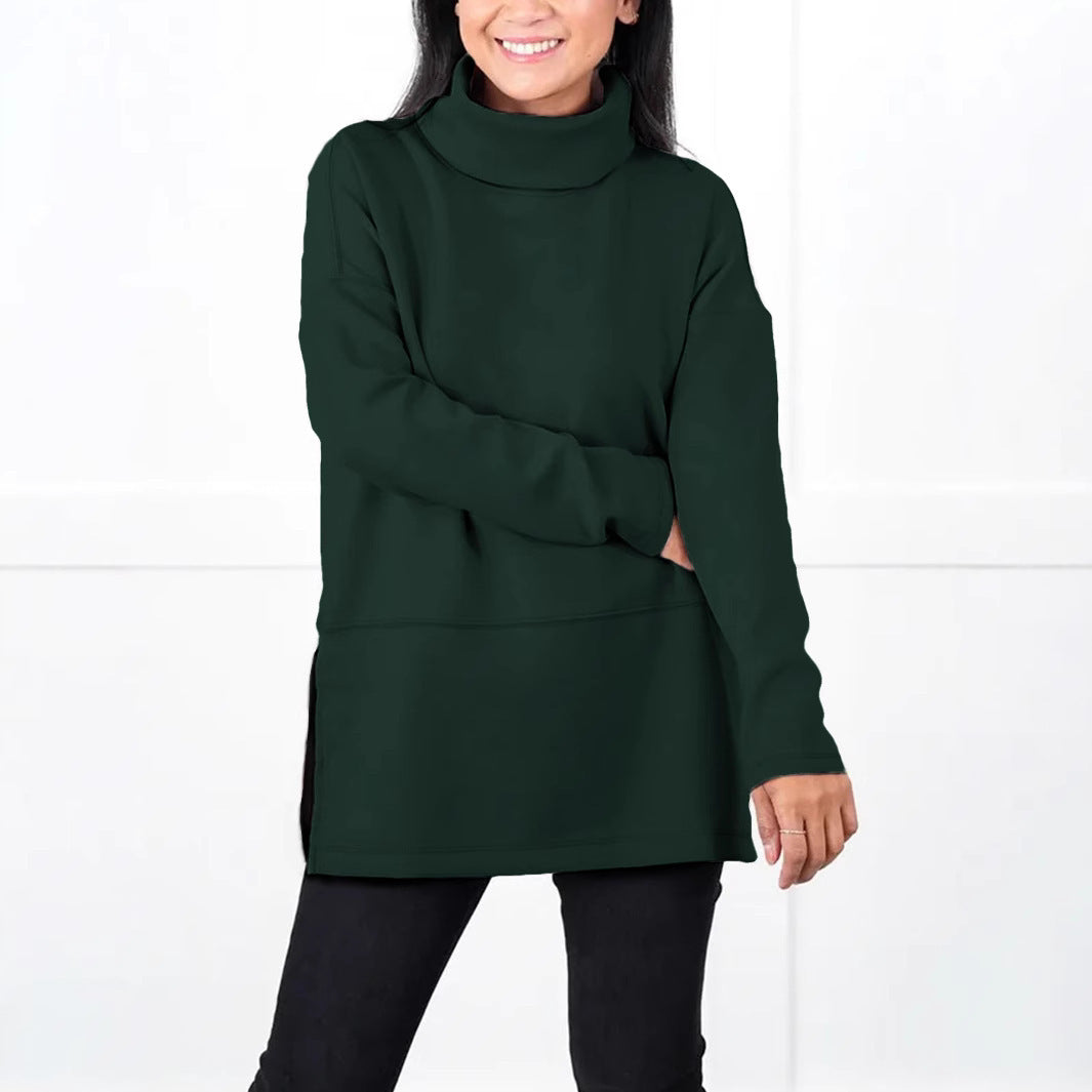 Large Size Multicolor Minimalism Turtleneck Top