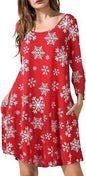 Halloween Christmas Holiday Color Casual Printed T-shirt Dress