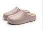 Womens Fleece-Lined Waterproof Thick-Soled Cotton Slippers
