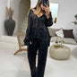 Fashion Casual Women's Clothing Sequin Coat Trousers Top Suit