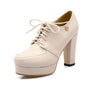 Womens Chunky-heeled Lace-up Pumps