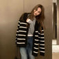 Striped Knitted Cardigan Women's Loose