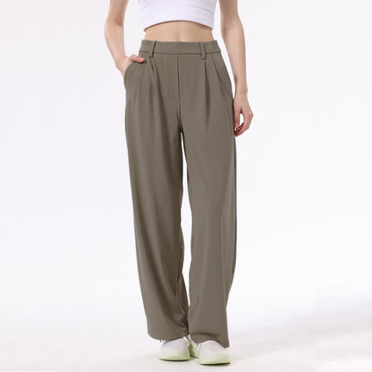 High Waist Drooping Loose Sports Straight Pants Commute Leisure Suit Pants