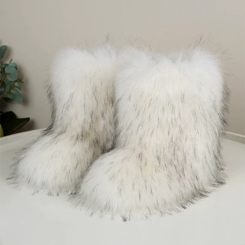 European And American Imitation Raccoon Fur Winter Warm Mid-calf Women's Shoes European And American Imitation Raccoon Fur Winter Warm Mid-calf Women's Shoes Product information: Inner Material: Plush Color: Imitation Raccoon Fur Khaki, Imitation Raccoon