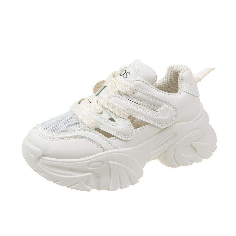 Height Increasing Thick Bottom Women's Sports Casual Shoes Product information: Pattern: solid color Applicable sports: Universal Lining material: imitation leather Color: beige [upgrade solid soft bottom], fluorescent green [upgrade solid soft bottom], R