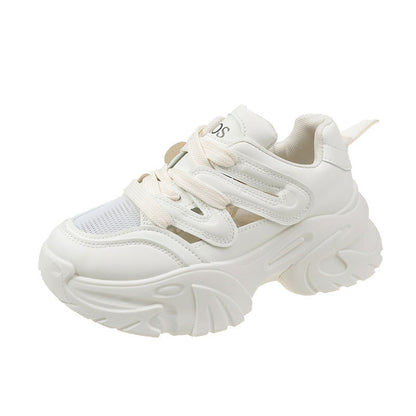 Height Increasing Thick Bottom Women's Sports Casual Shoes Product information: Pattern: solid color Applicable sports: Universal Lining material: imitation leather Color: beige [upgrade solid soft bottom], fluorescent green [upgrade solid soft bottom], R
