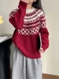 New Round Neck Loose Slimming Christmas Style Knitwear Top