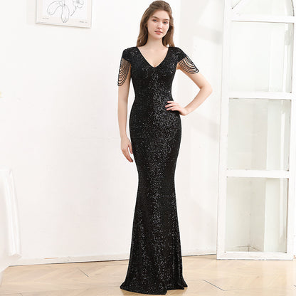 Sequined Slim Fit Slimming Long Dress Women