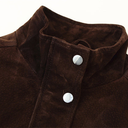 Women's Pocket Decoration Suede Jacket
