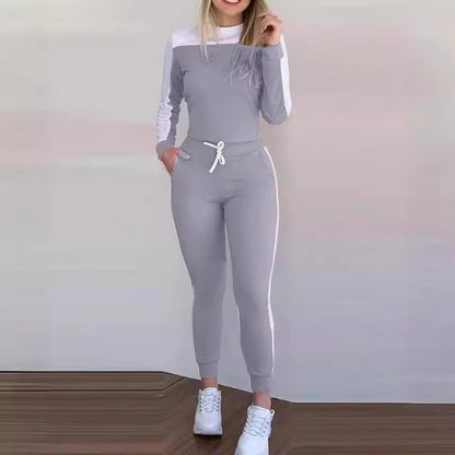Color Matching Long Sleeve Tight Casual Suit