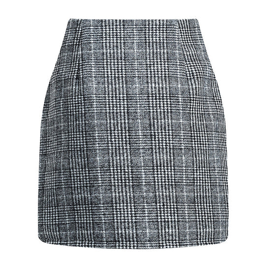 Womens High Waist Plaid Skirt Bodycon Pencil Wool Mini Skirts