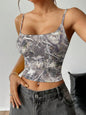 Women's Top Summer Clothing Sweet Printed Tube Top Retro Spaghetti Straps